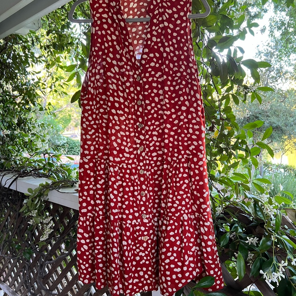 Burnt orange and white dress